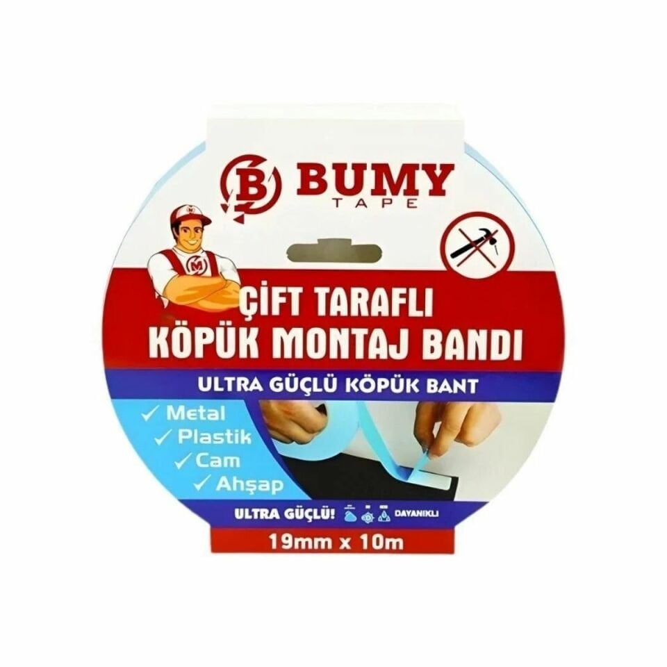 BUMY ÇİFT TARAFLI KÖPÜK MONTAJ BANT 10MMX10MM BEYAZ