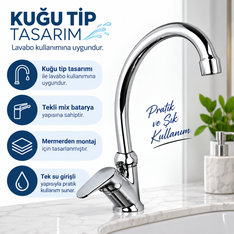 VENEZIA LAVABO BATARYASI MERMERDEN KUĞU MİX