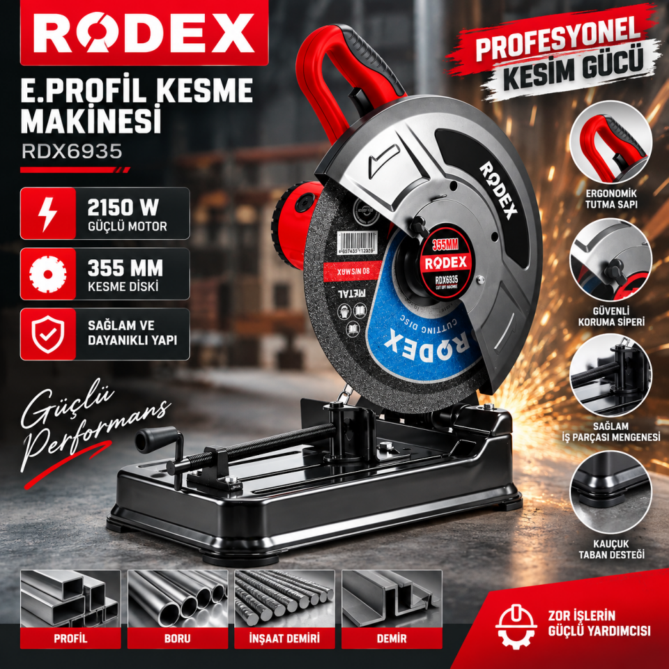 RODEX E.PROFİL KESME MAKİNESİ 355 MM 2150 W RDX6935