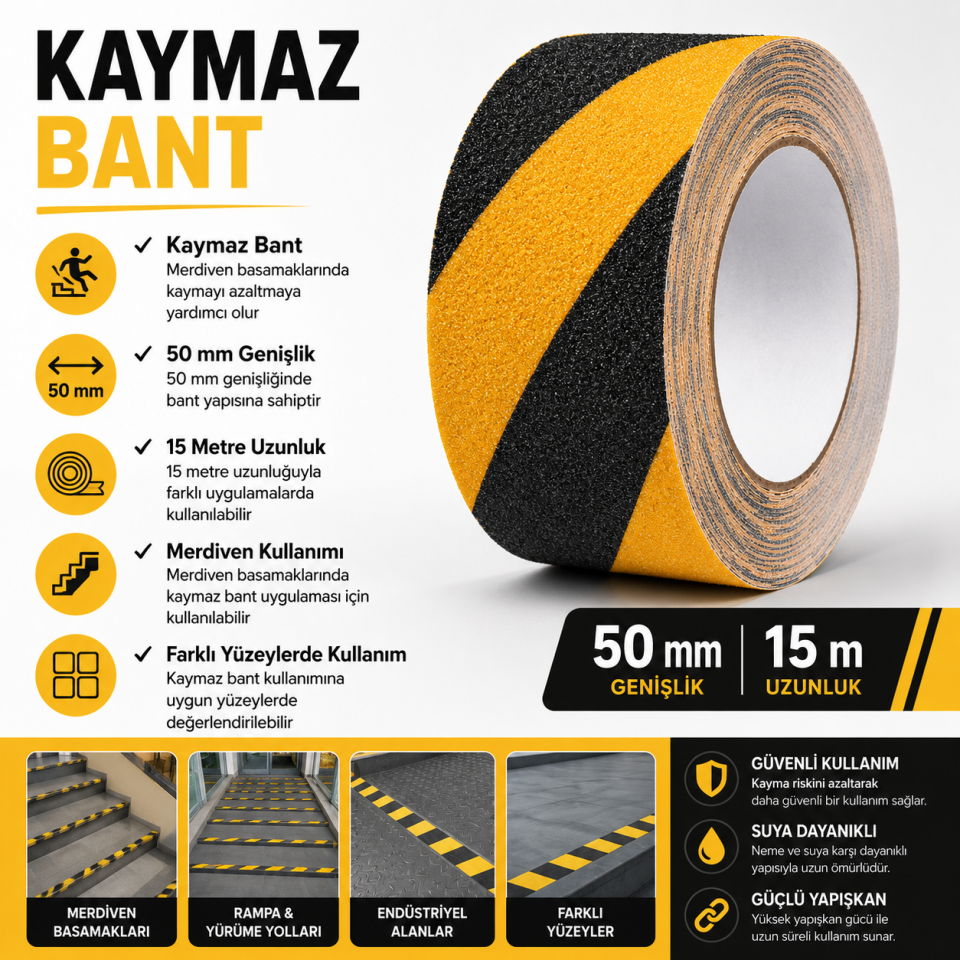 BONDİT MERDİVEN KAYMAZ BANT 50MMX15MT