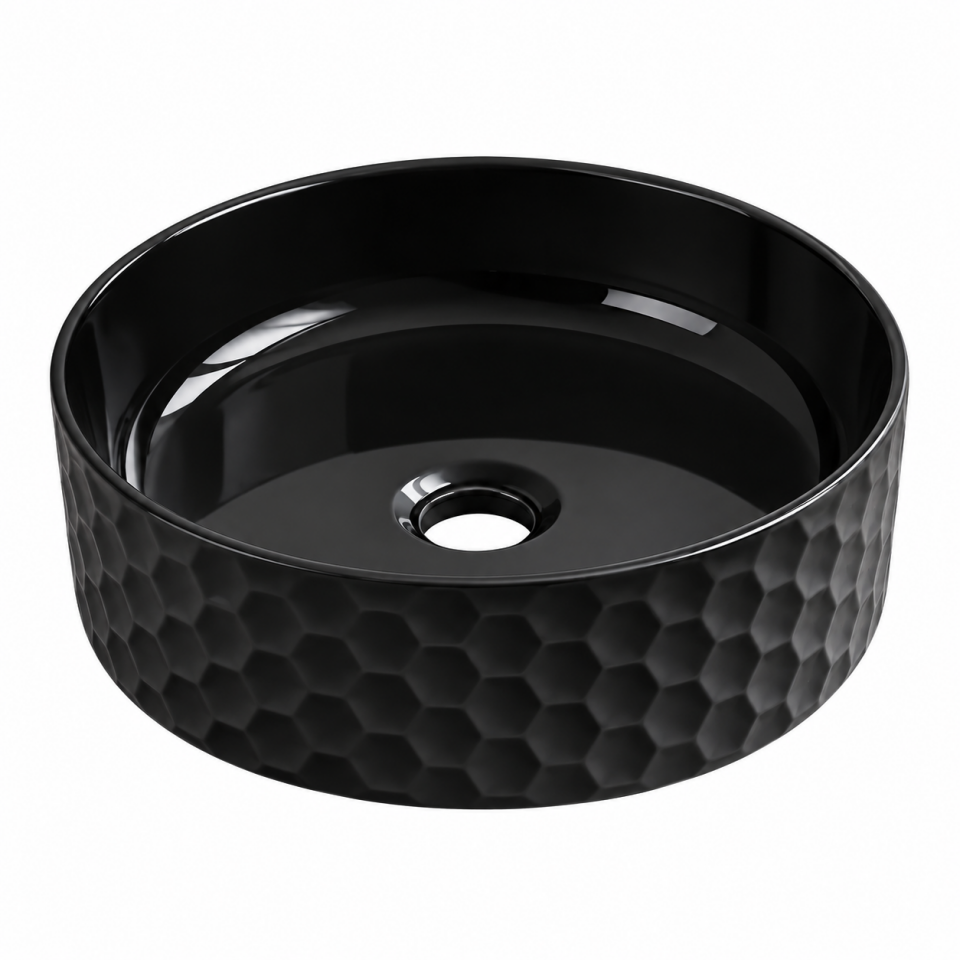 LAVABO 44 CM SİENNA PARLAK SİYAH LUCCO 613044-108
