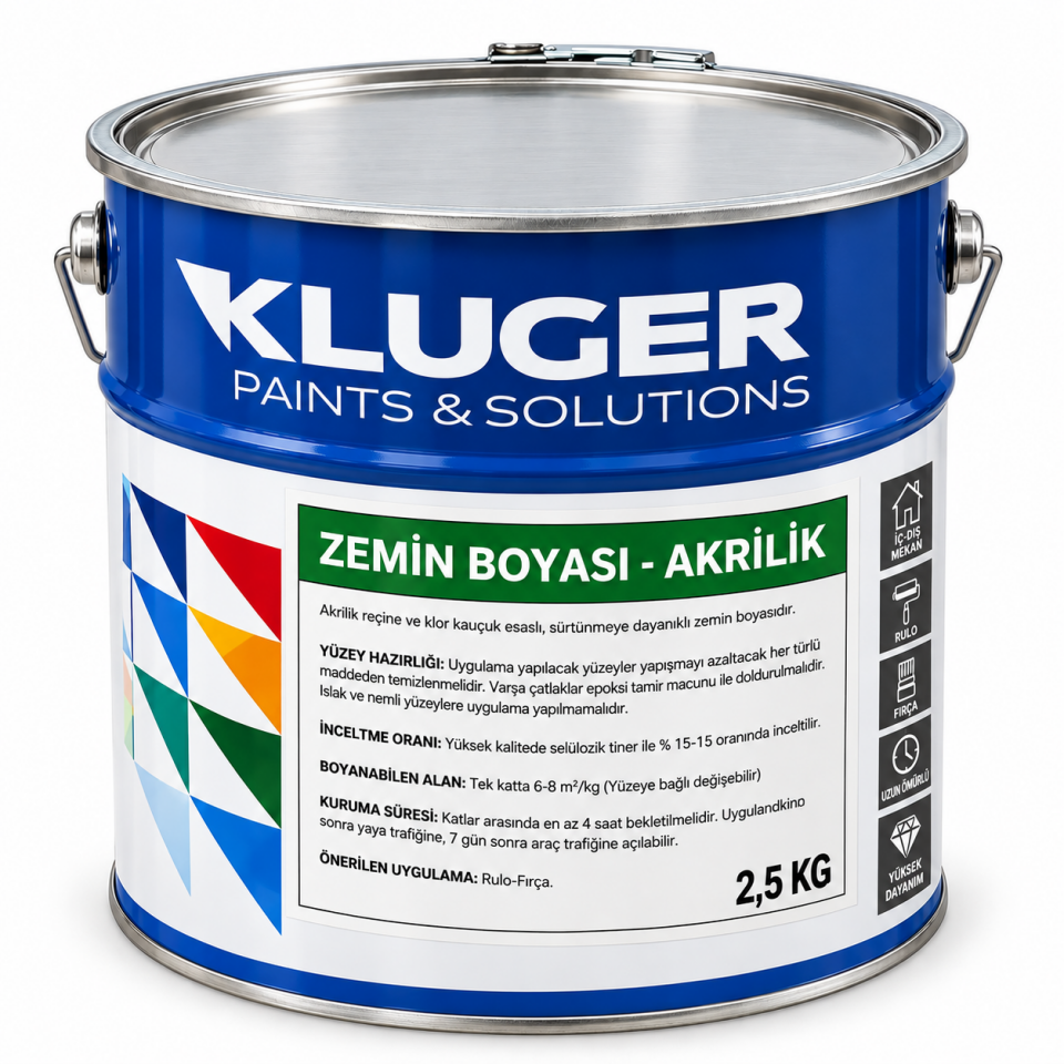 KLUGER ZEMİN BOYASI GRİ RAL 7040 2.5 KG
