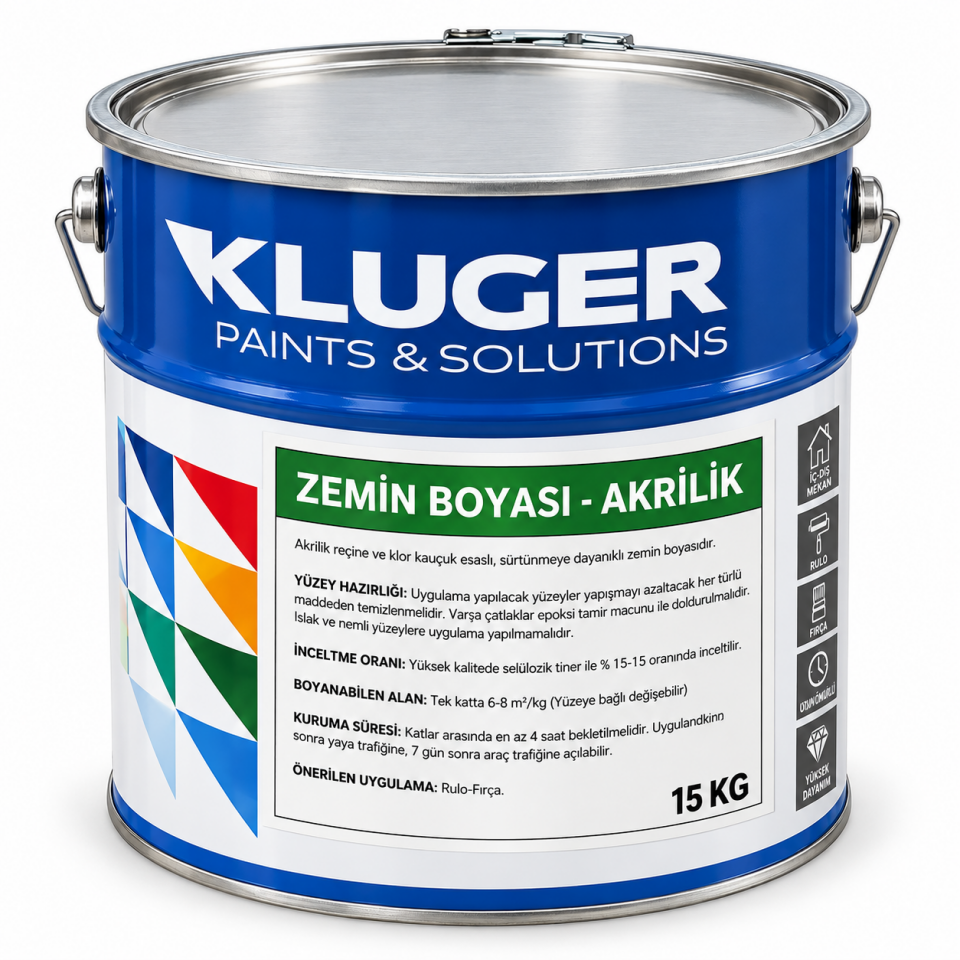 KLUGER ZEMİN BOYASI SARI RAL 1023 15 KG