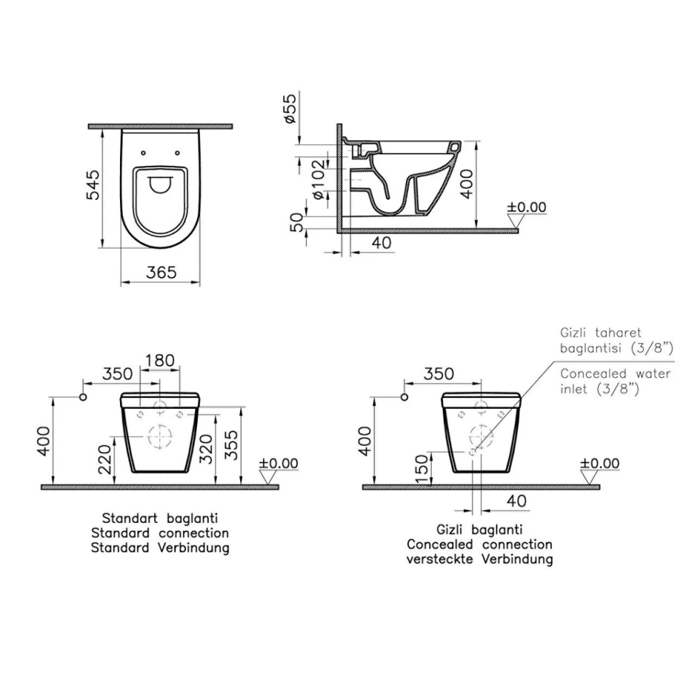 VİTRA ASMA KLOZET S 50
