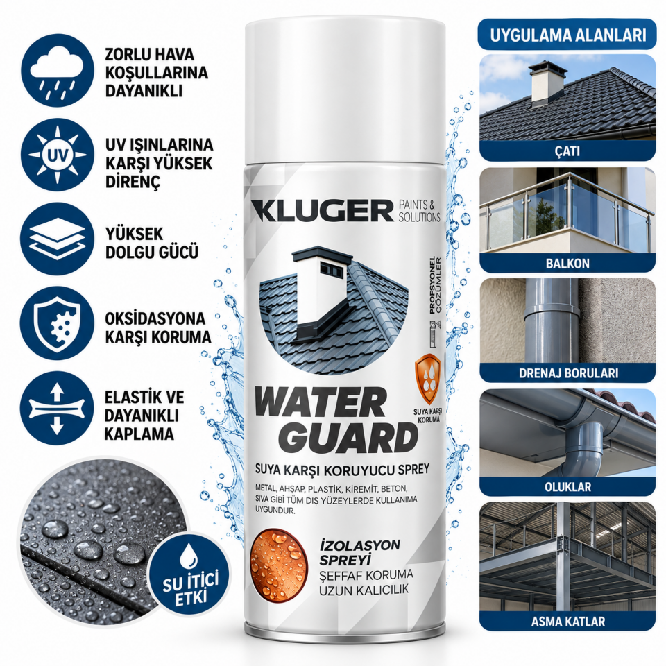KLUGER İZALASYON SPREYİ LİKİT KAUÇUK WATER GUARD BEYAZ 750