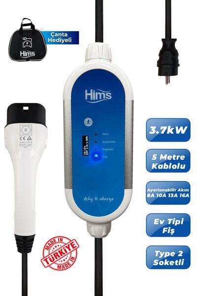 HIMS EV TİPİ TAŞINABİLİR E.ARAÇ ŞARJ CİHAZI HCTK-G-3 3.7 KW