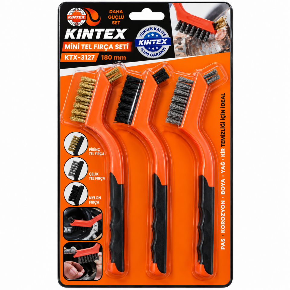 KINETEX MİNİ TEL FIRÇA SETİ 180 MM KTX-3127