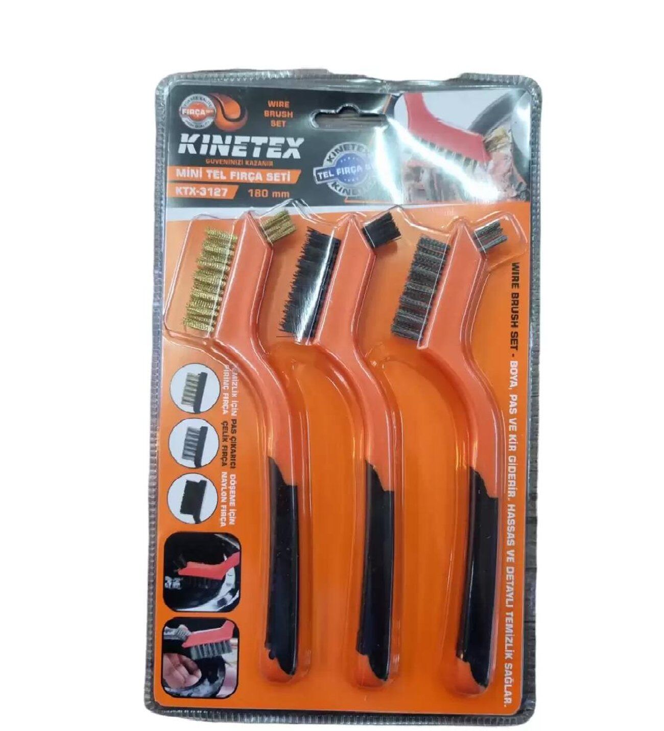KINETEX MİNİ TEL FIRÇA SETİ 180 MM KTX-3127