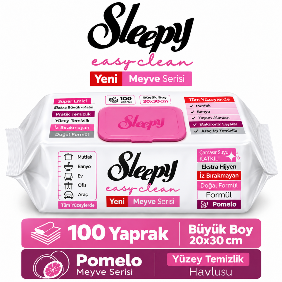 SLEEPY YÜZEY TEMİZLİK HAVLUSU POMELO 100 LÜ