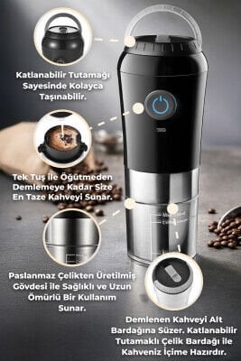 PRİMANOVA PORTATİF KAHVE MAKİNESİ ŞARJLI D-BRN028