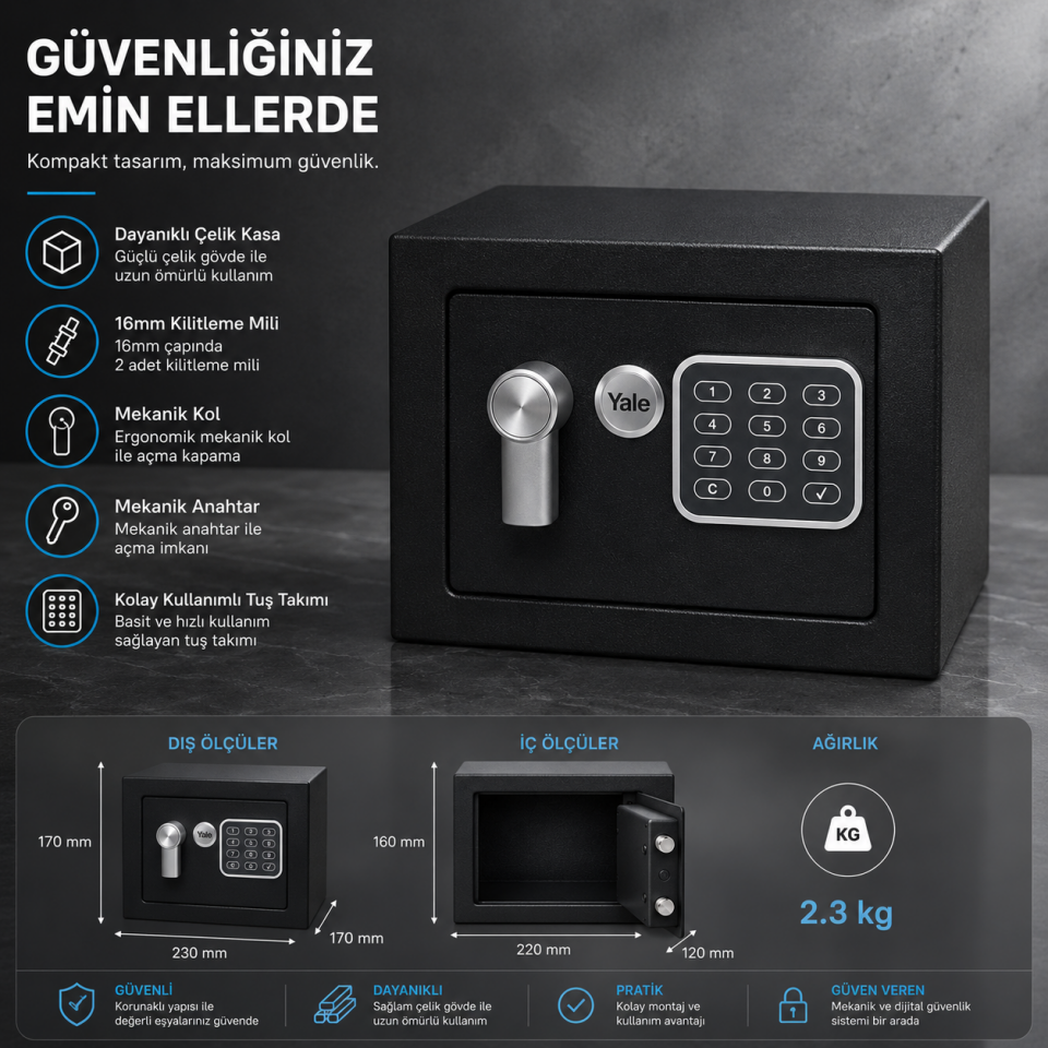 YALE KASA MİNİ KOLLU YSU-170-DB1
