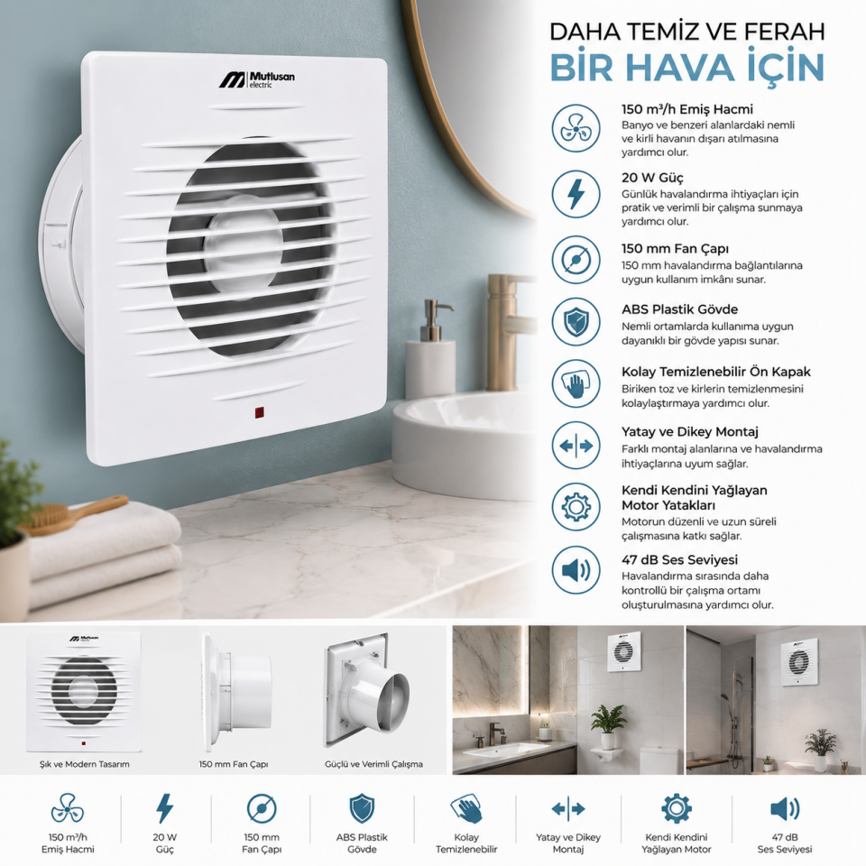 MUTLUSAN BANYO ASPİRATÖR 150 LİK