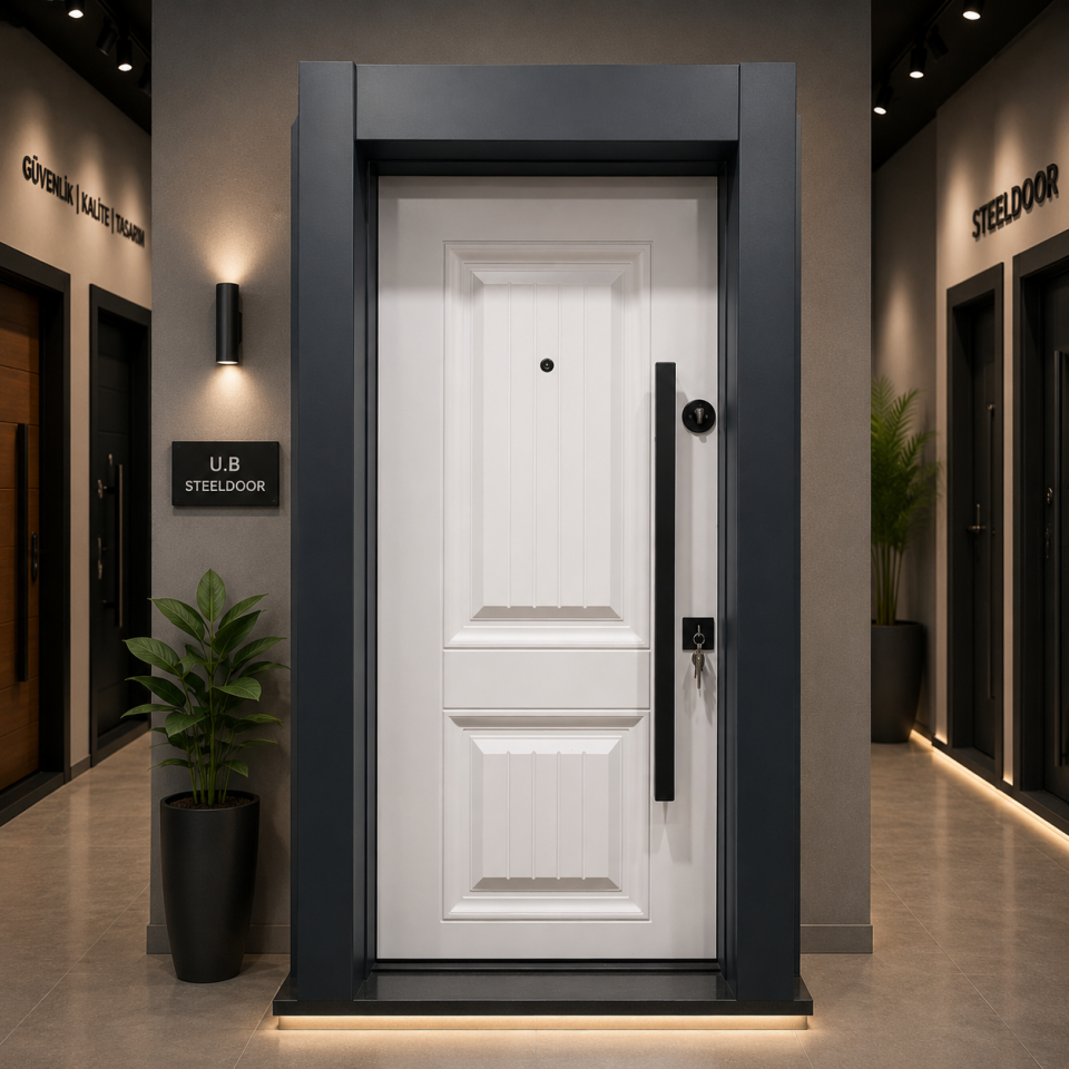 ÇELİK KAPI KAR-DOOR 1452 MODEL 2 GÖBEKLİ BEYAZ SAĞ