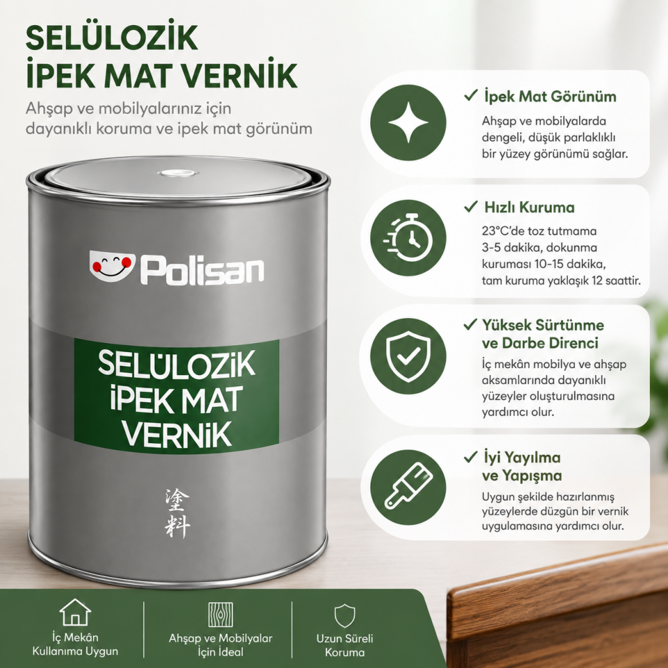 POLİSAN SELÜLOZİK İPEKMAT VERNİK 0,75 LT