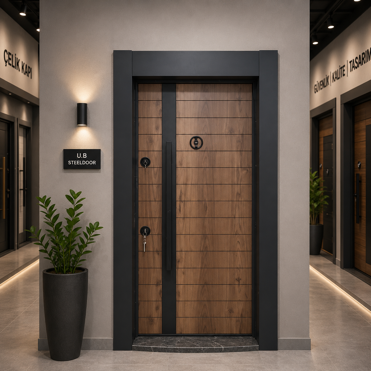 ÇELİK KAPI KAR-DOOR 1635 MODEL ÇİFT RENK ANTRASİT KASA SOL