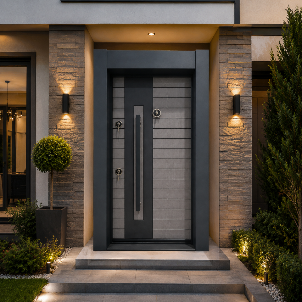 ÇELİK KAPI KAR-DOOR 1637 MODEL ÇİFT RENK ANTRASİT KASA SAĞ