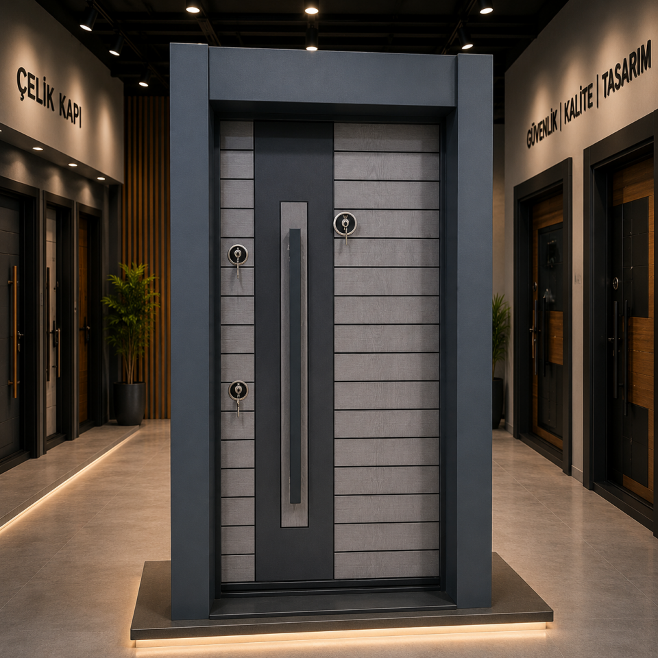 ÇELİK KAPI KAR-DOOR 1637 MODEL ÇİFT RENK ANTRASİT KASA SOL