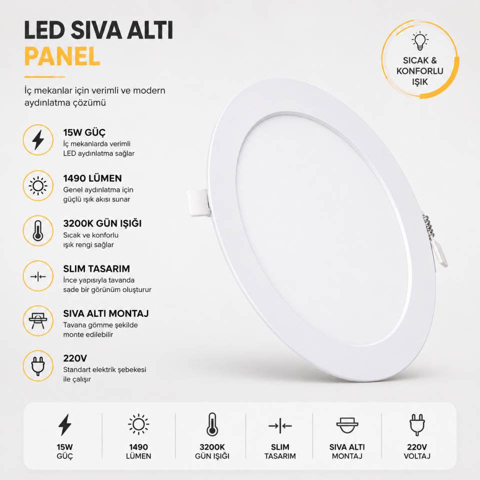 CATA 15W ECO PANEL LED GÜNIŞIĞI CT-5148
