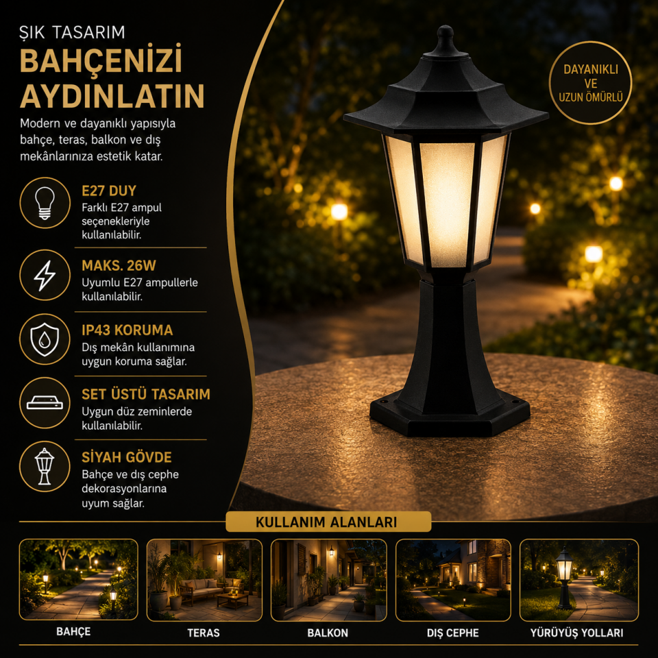 MUTLUSAN FLORA BAHÇE ARM. SET ÜSTÜ SİYAH 016038010116