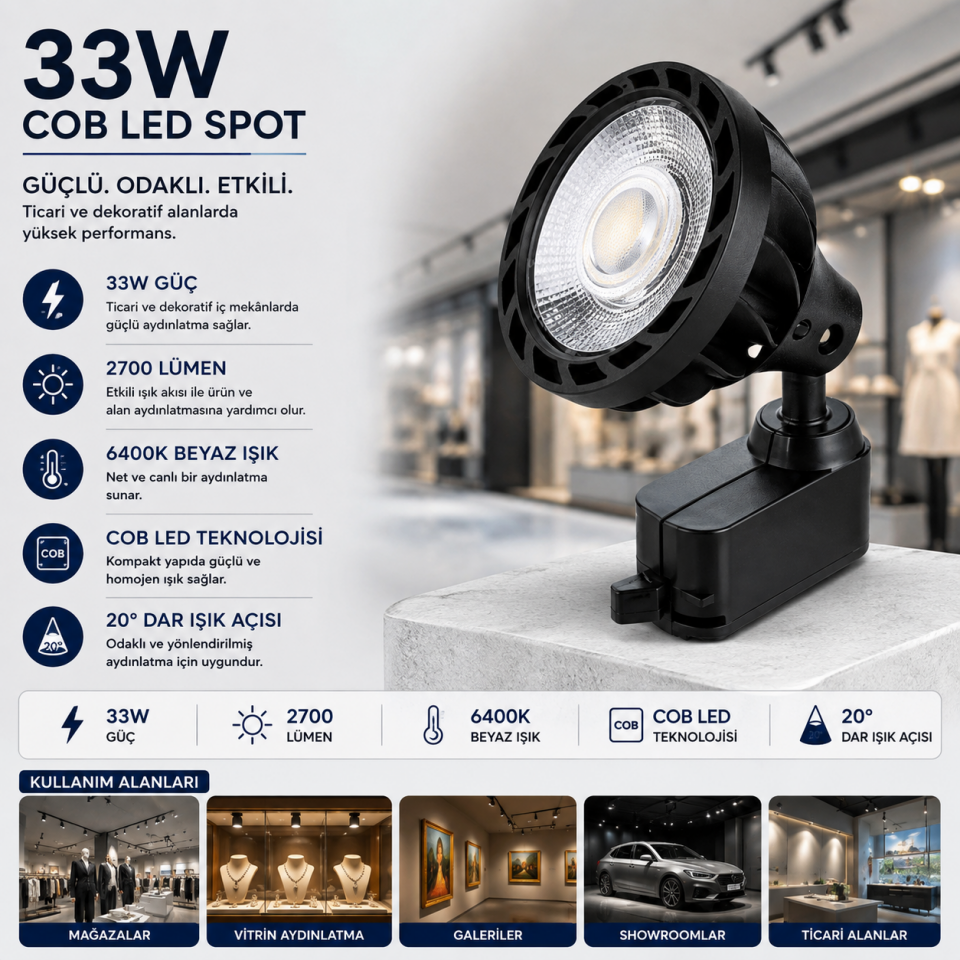 CATA 33W KARİNA RAY TİPİ LED ARMATÜR BEYAZ CT-5314B