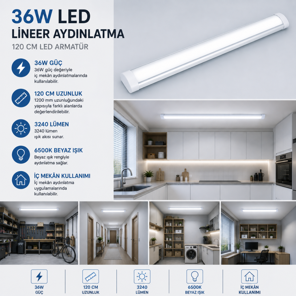NOAS 36W 120 CM BANT ARM.BEYAZ YL98-3600
