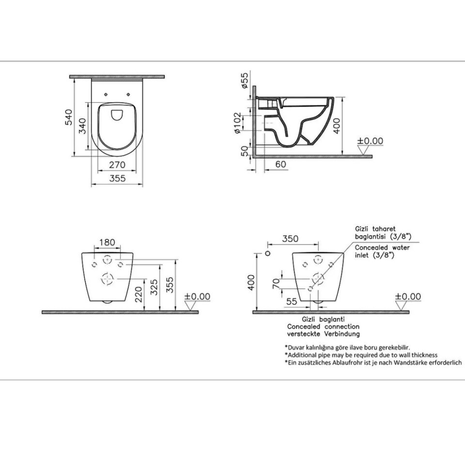 VİTRA ASMA KLOZET S60 SMOOTHFLUSH 7510L003-0090