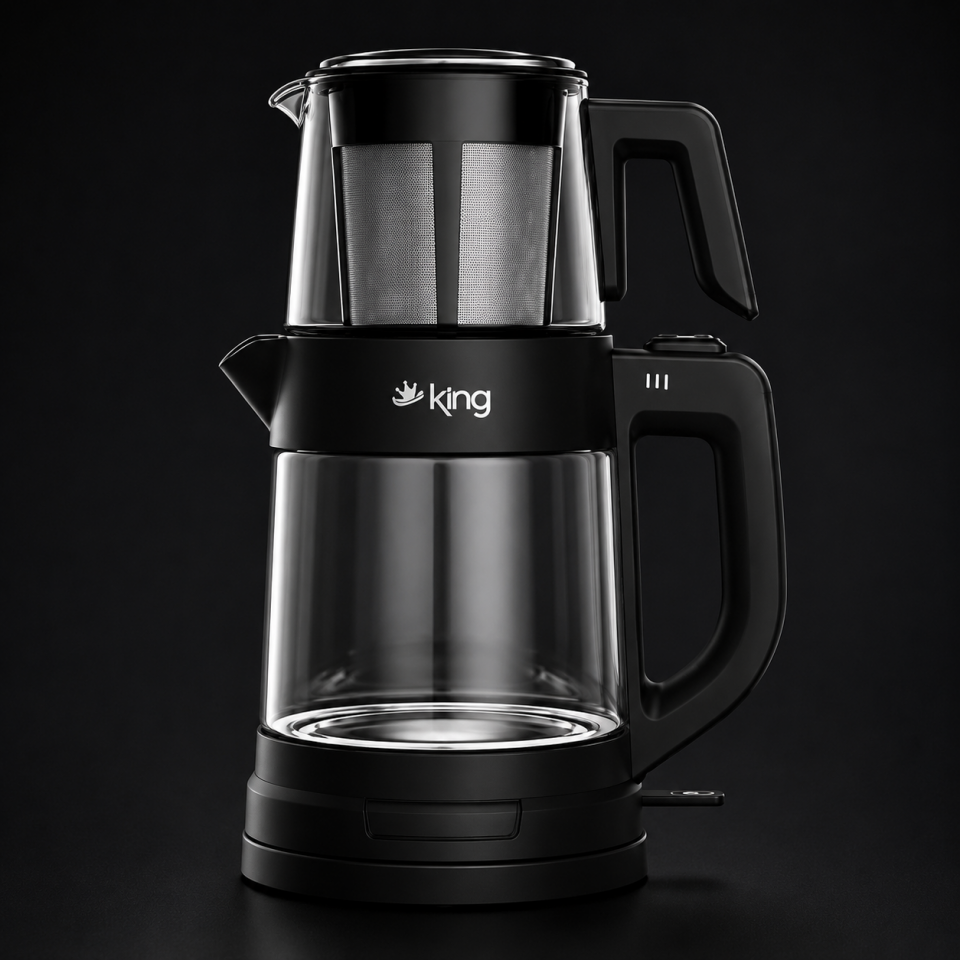 KİNG TEA PRO CAM ÇAY MAKİNESİ SİYAH KMC330