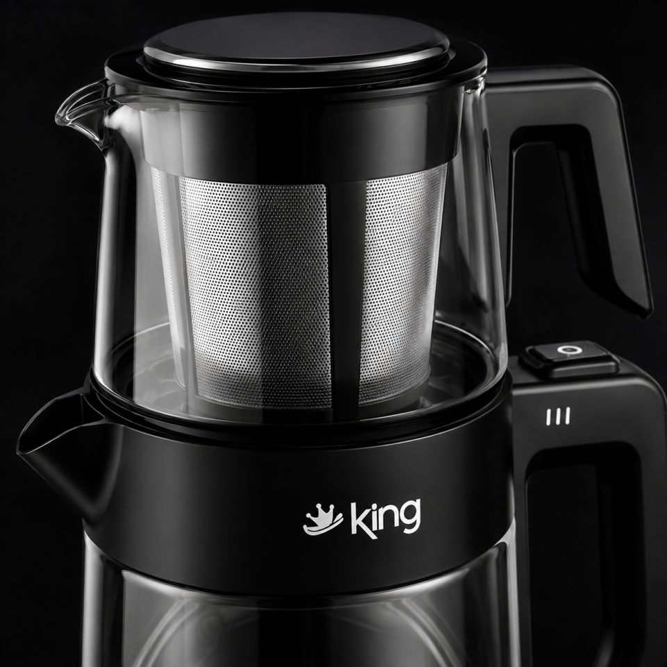KİNG TEA PRO CAM ÇAY MAKİNESİ SİYAH KMC330