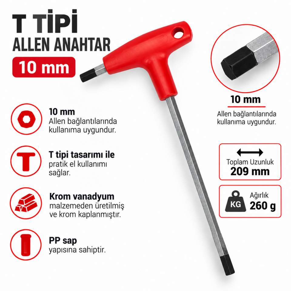 İZELTAŞ T TİPİ ALLEN ANAH. 10MM