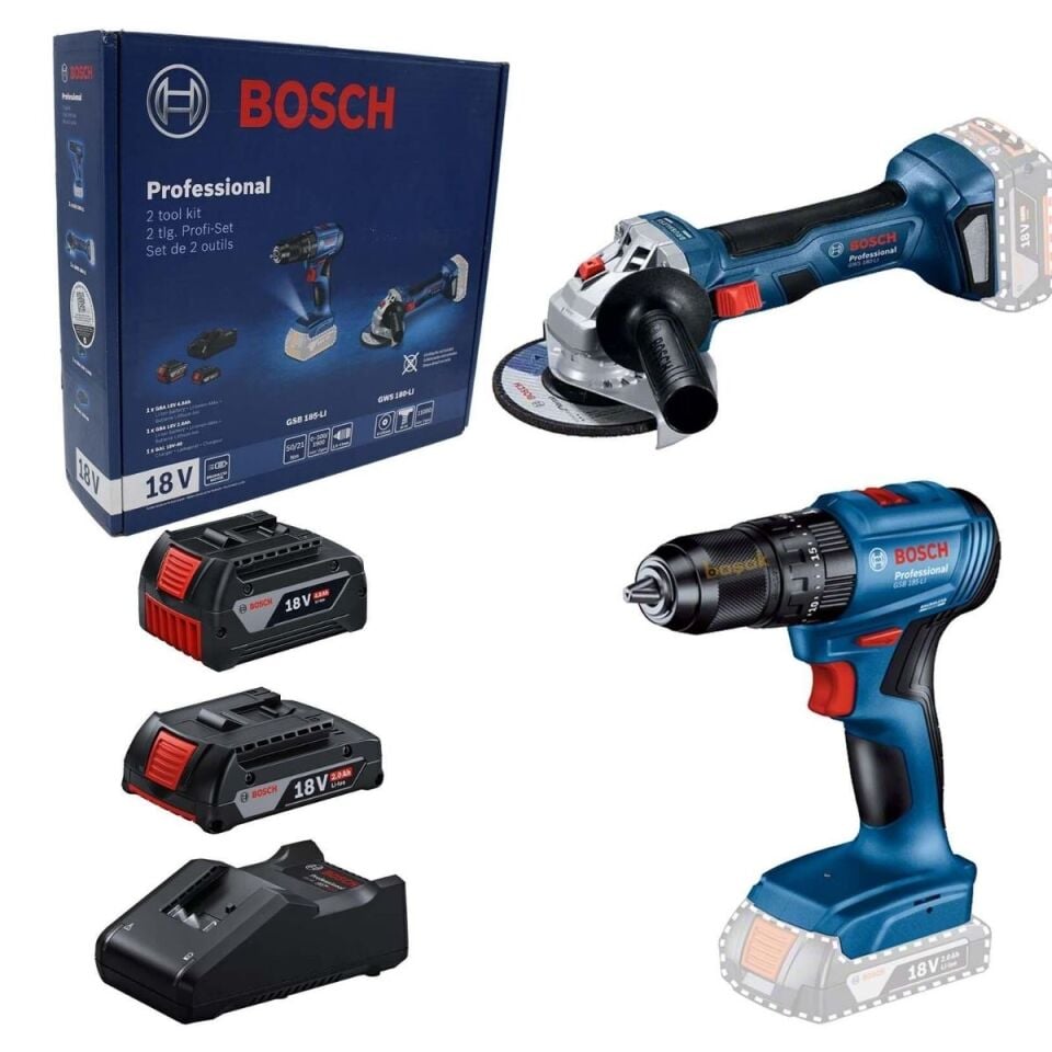 BOSCH GWS 180Lİ+GSB 185 Lİ 2 Lİ SET
