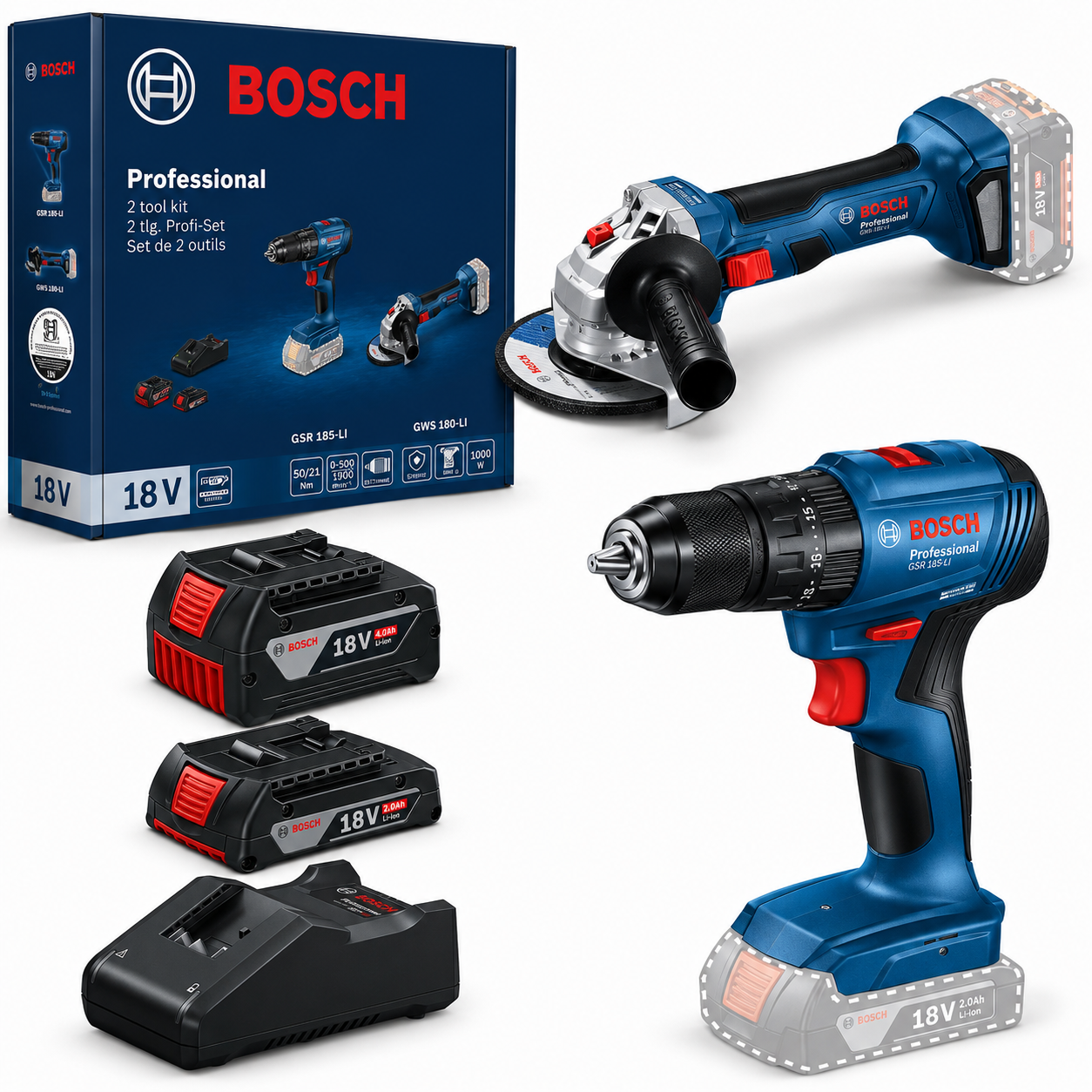 BOSCH GWS 180Lİ+GSB 185 Lİ 2 Lİ SET