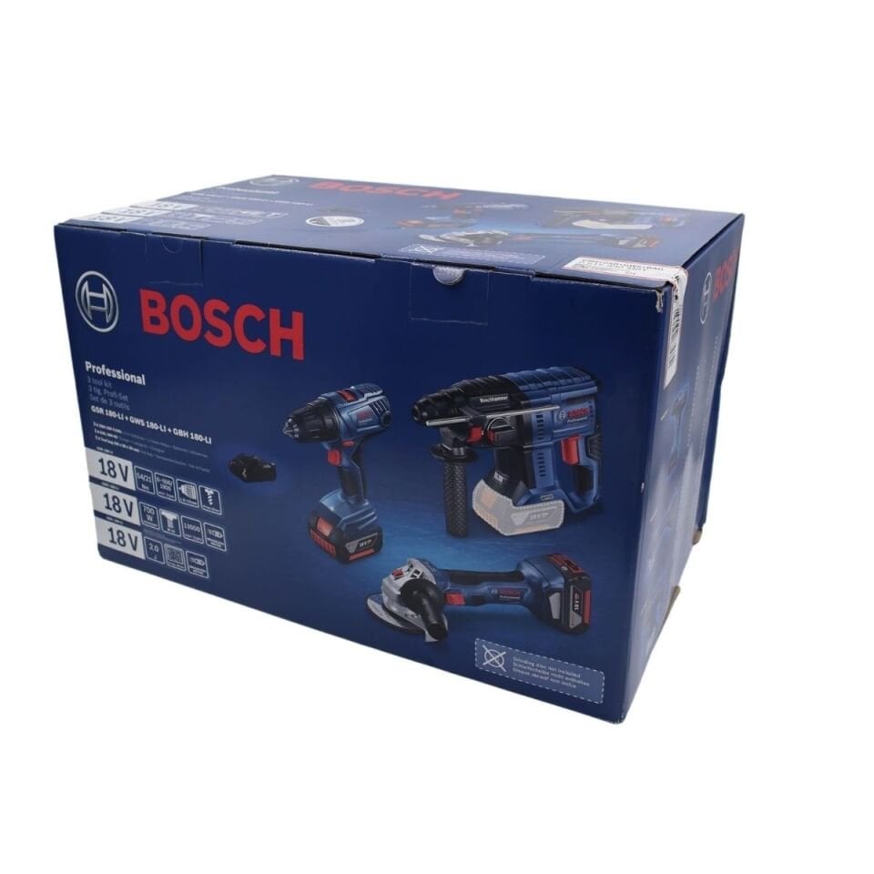 BOSCH 3 LÜ SET GSR 180-GBH 180-GWS 18V-8+2X4.0AH AKÜ SET113