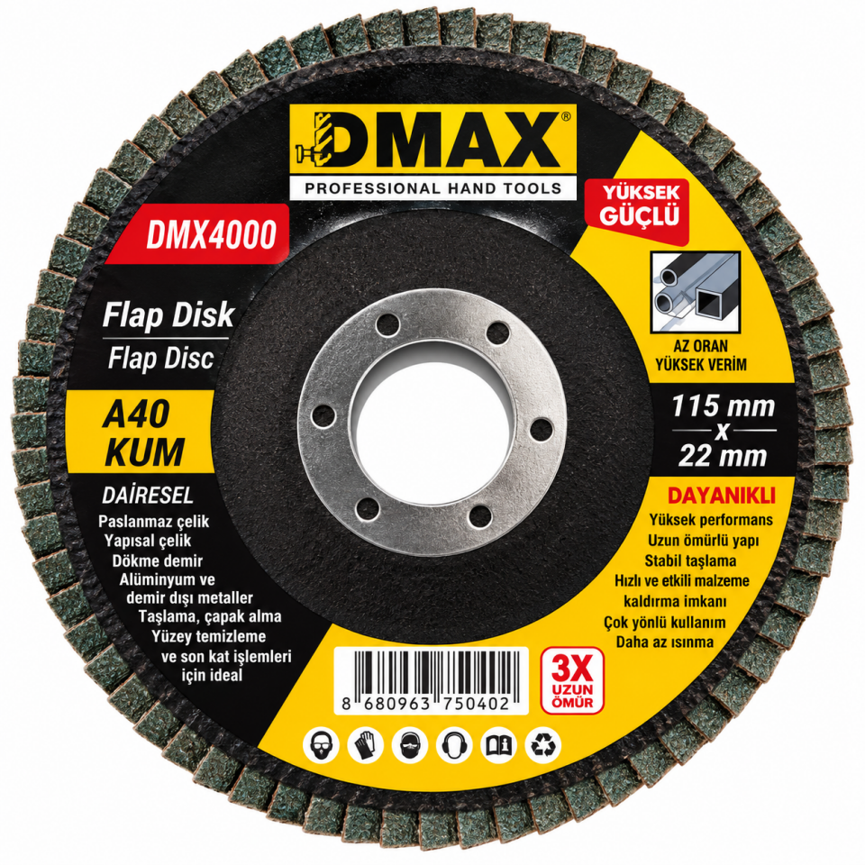DMAX DİSK ZIMPARA FLAP 115 MM 40 KUM DMX4000