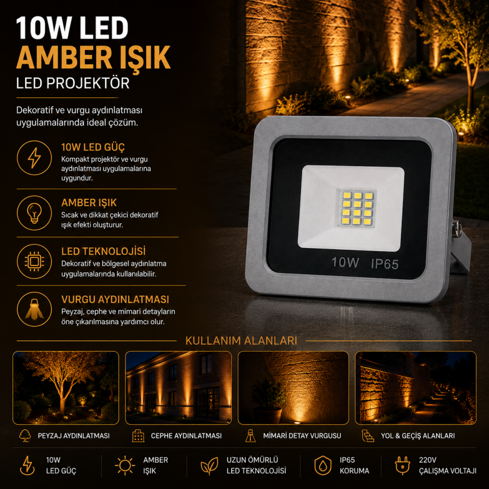 BENAR LP 001 10W LED PROJEKTÖR AMBER