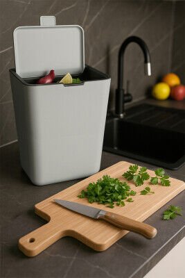 PRİMANOVA FLİP ÇÖP KOVASI 6 LT GRİ