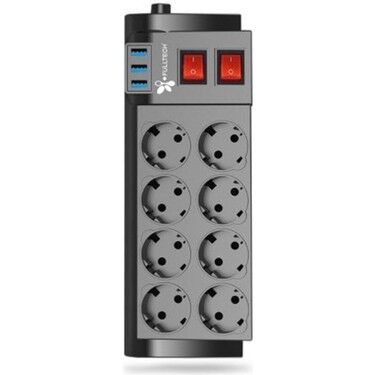 FULLTECH 8 Lİ AKIM KORUMALI PRİZ 3XUSB FTR08