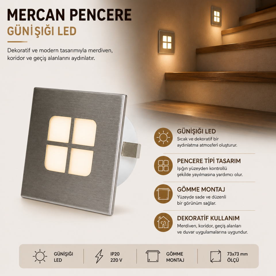 AKVİVA 61321 MERCAN PENCERE GÜNIŞIĞI GÖMME SPOT
