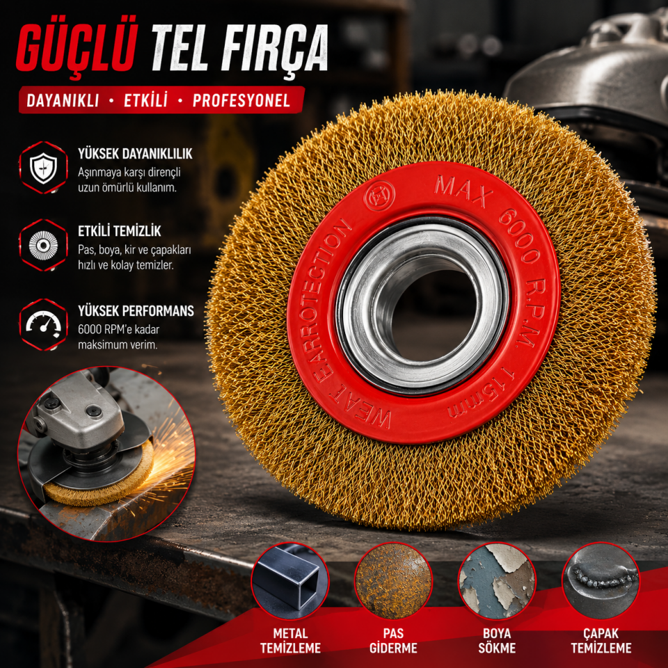 DMAX SAÇAKLI DAİRE FIRÇA 175 MM DMX-4079