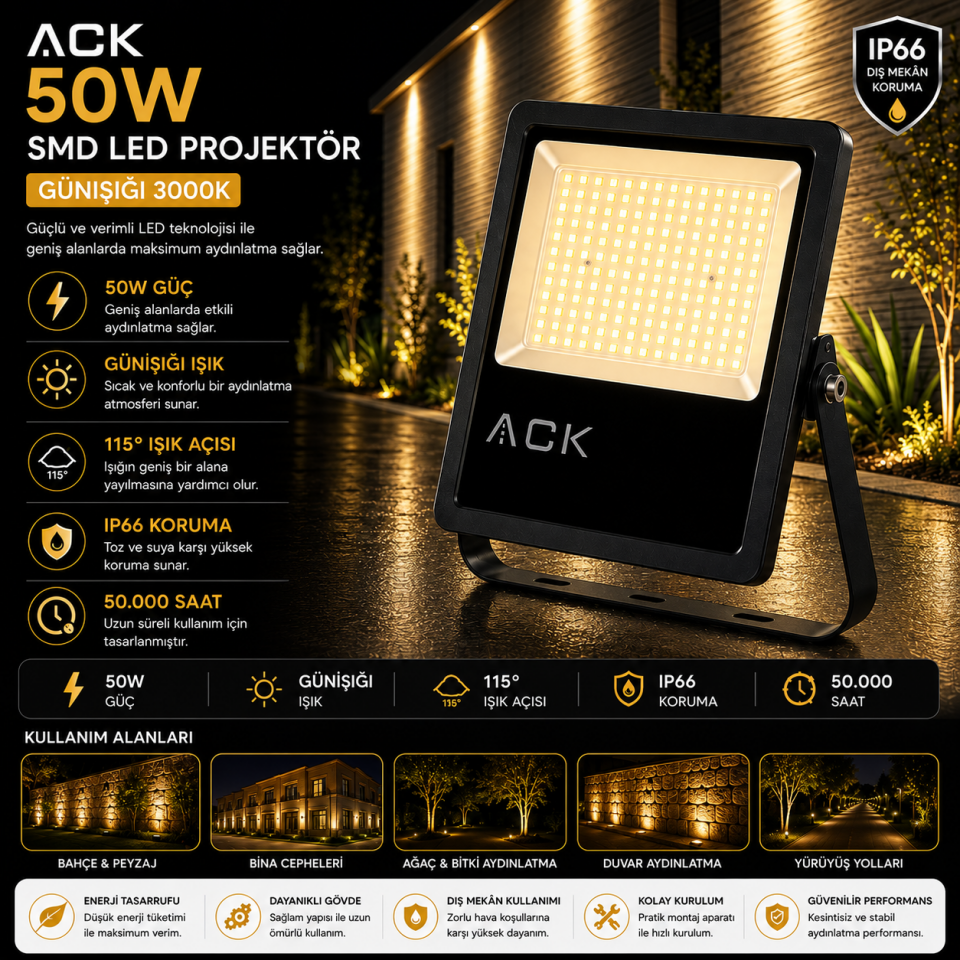 ACK 50W PROJEKTÖR GÜNIŞIĞI AT62-05002