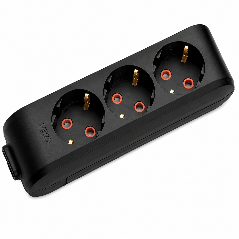 Vİ-KO MULTİ-LET ÜÇLÜ PRİZ TOPRAKLI SİYAH 90 1X 33 00