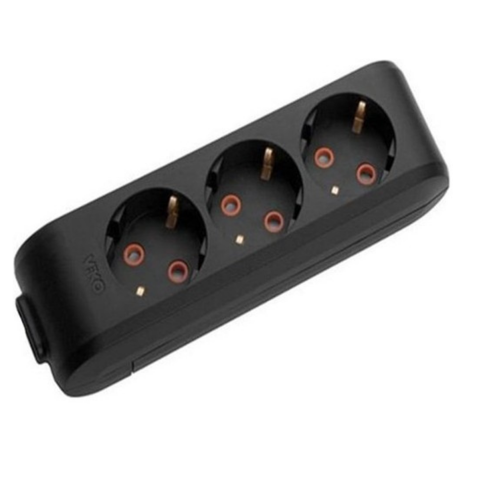 Vİ-KO MULTİ-LET ÜÇLÜ PRİZ TOPRAKLI SİYAH 90 1X 33 00