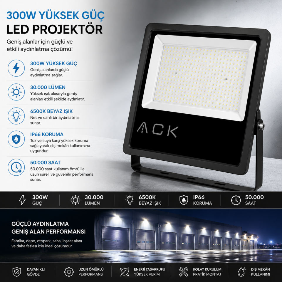 ACK 300W SMD LED PROJEKTÖR BEYAZ AT62-19732
