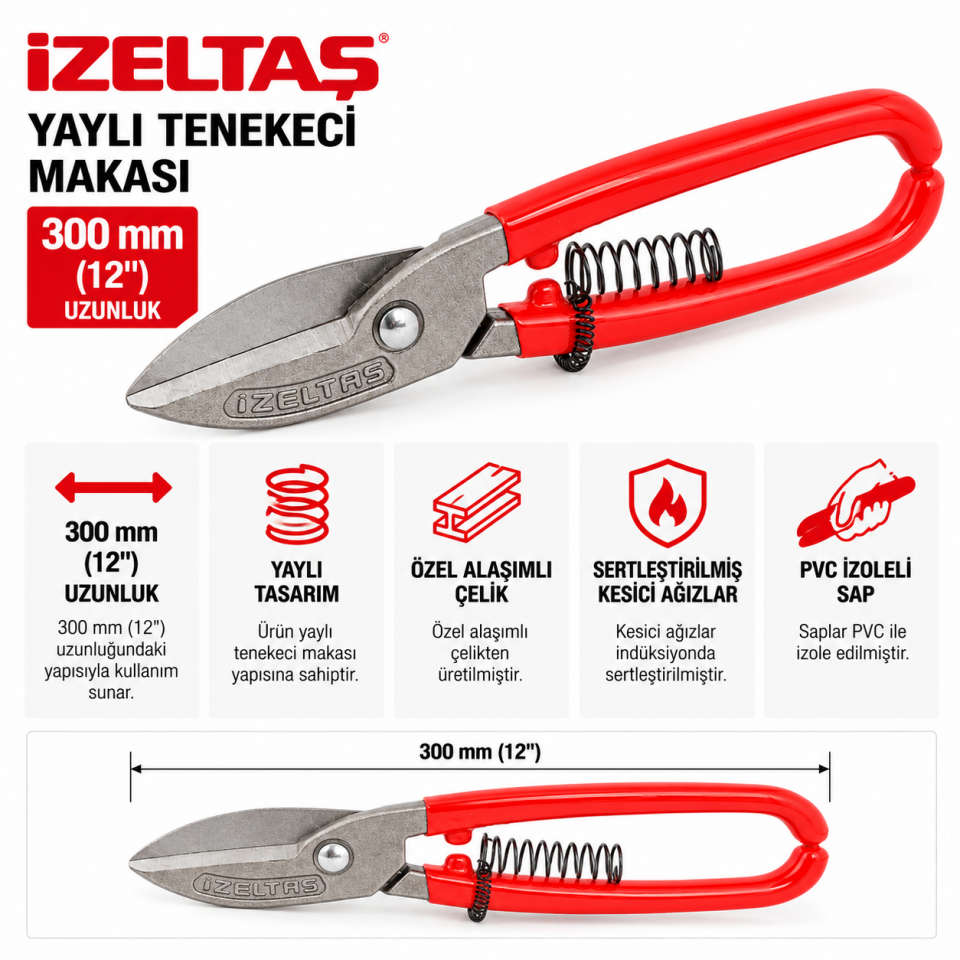 İZELTAŞ TENEKE MAKASI YAYLI 300MM