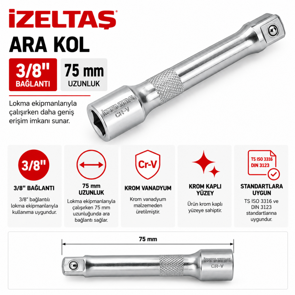 İZELTAŞ ORTA ARA KOL 3/8-75 MM