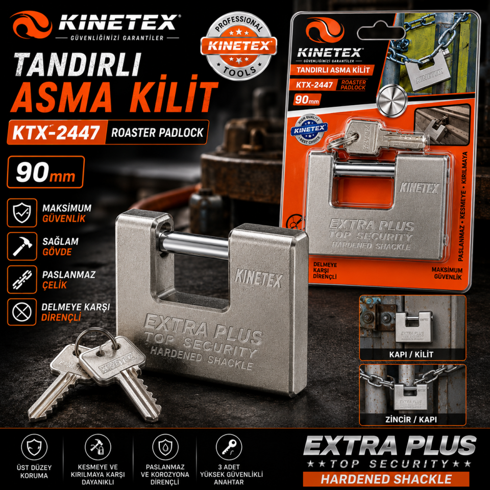 KINETEX YANDAN ASMA KİLİT 90 MM KTX-2447