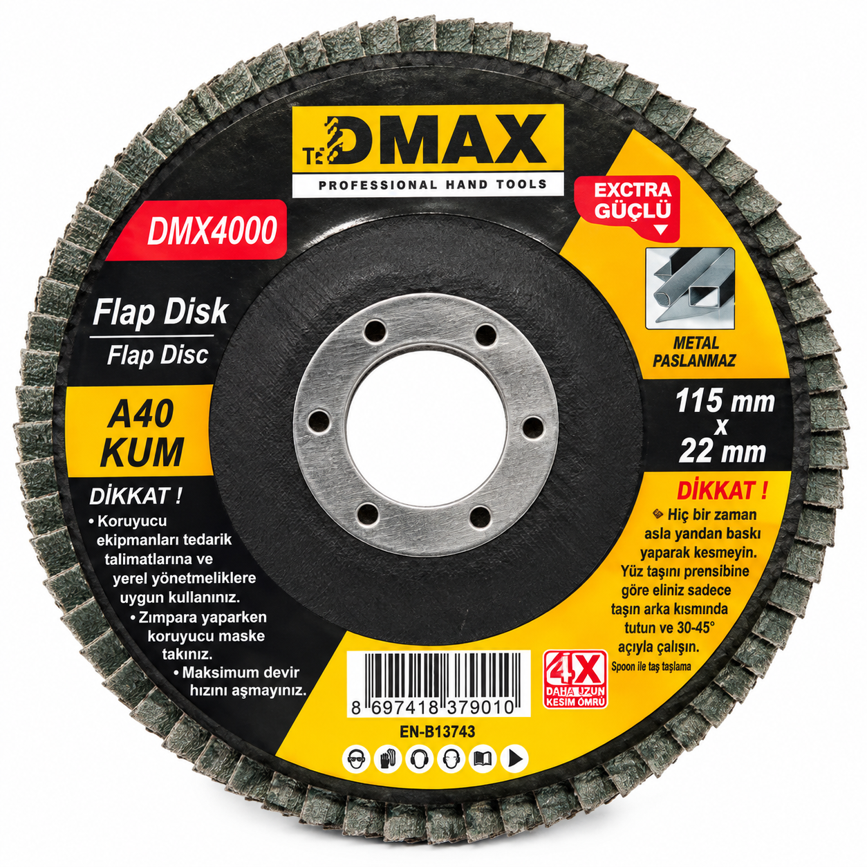 DMAX DİSK ZIMPARA FLAP 115 MM 100 KUM DMX4003