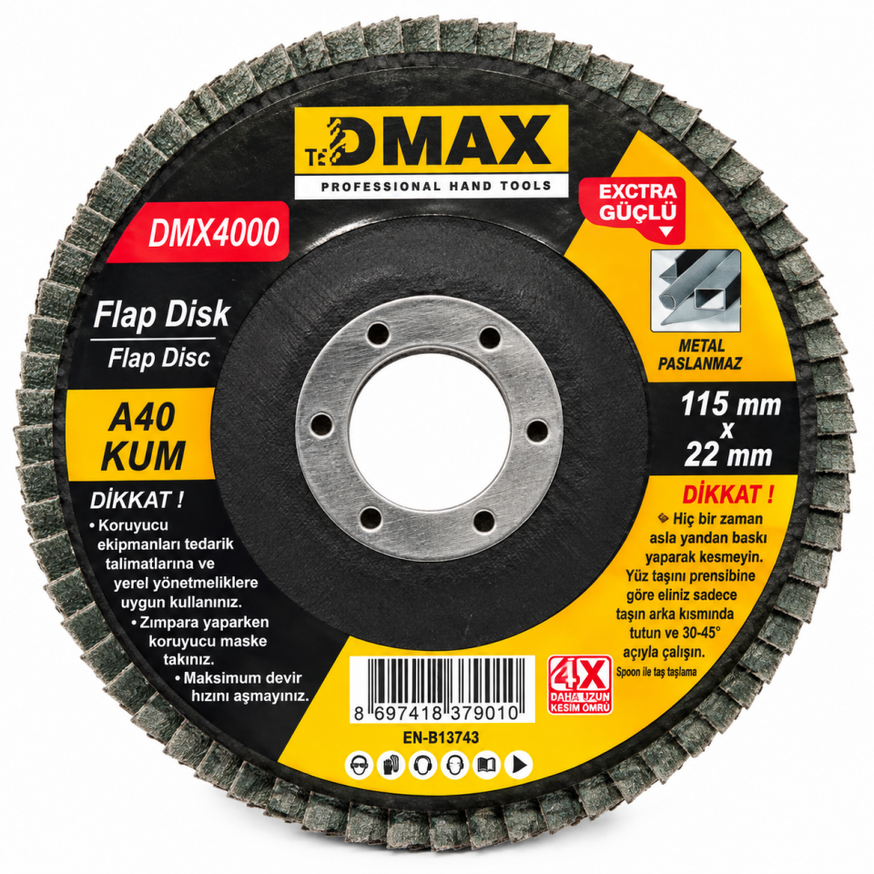 DMAX DİSK ZIMPARA FLAP 115 MM 100 KUM DMX4003