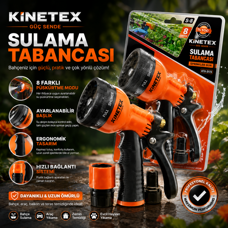 KINETEX Sulama Tabancası 8 Fonksiyon KTX-3173