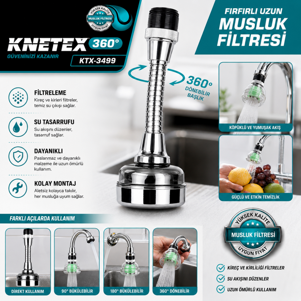 KINETEX Musluk Filtresi Uzun KTX-3499