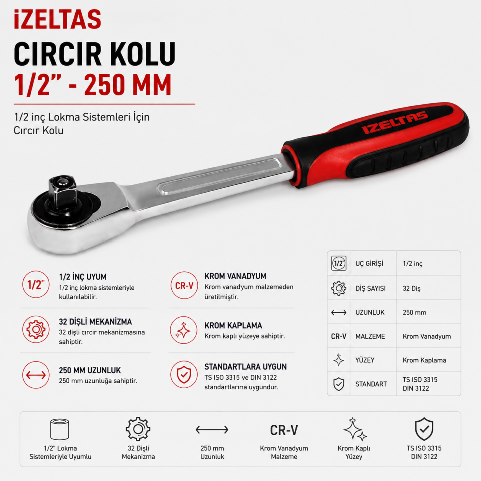 İZELTAŞ CIRCIR KOLU 1/2 250 MM